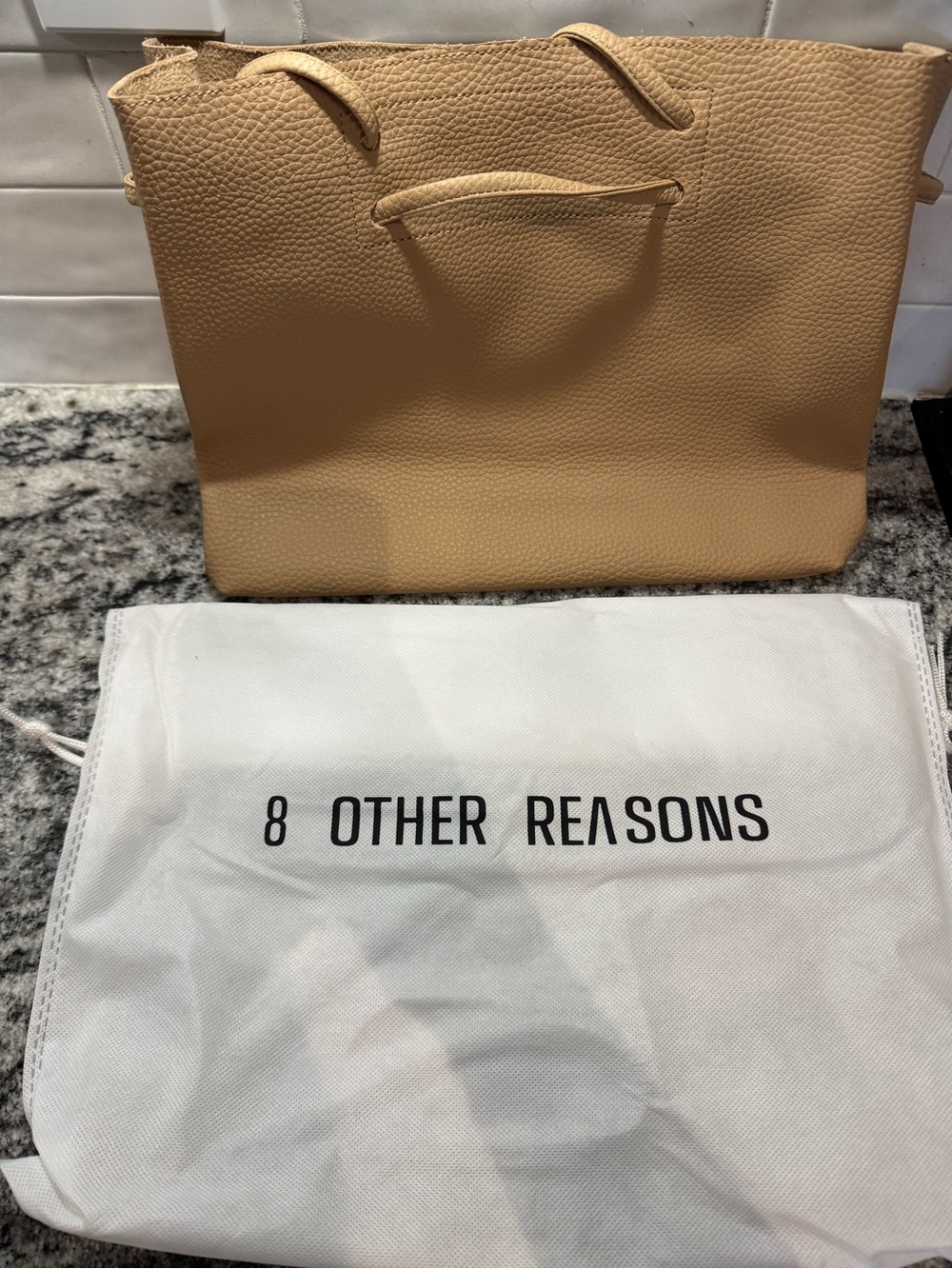 8 Other Reasons Beige Pebbled Leather Tote - Picture 1 of 3